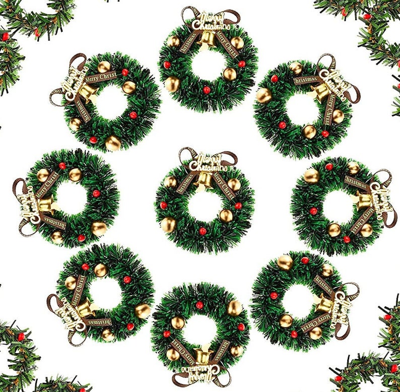 Christmas Wreaths Mini Christmas Wreaths for Christmas Villages, Dollhouses, Giftwrap, and Christmas Decor P image 6