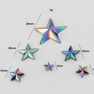 Rainbow Star Rivets - Decorative Rivets - Rainbow Metal Hardware - 10ct -P image 2