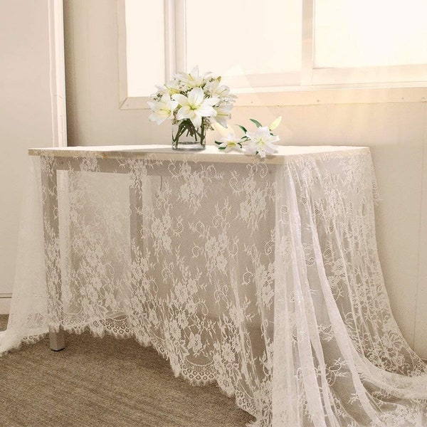 Lace Tablecloth - 10ft Reception Tablecloth - Romantic Wedding Table Party Decorations - Wedding tablecloth - Elegant decor -P