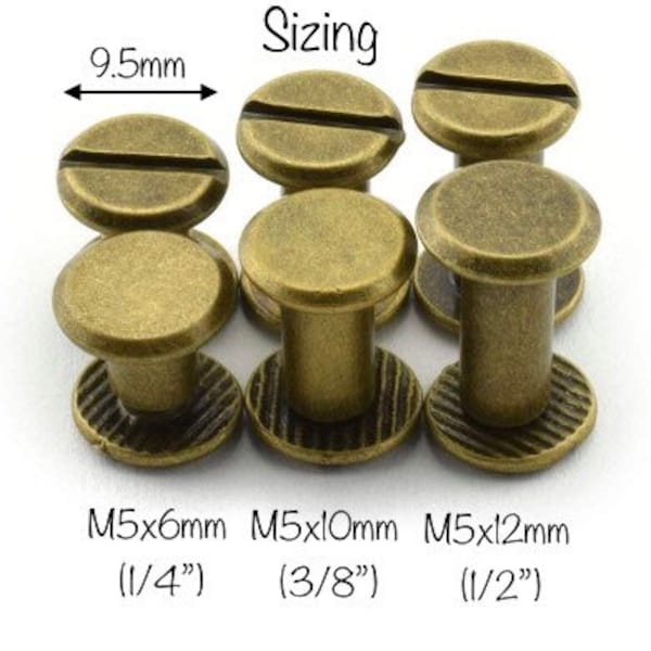 Chicago Screw Rivets - M5x6mm 10mm 12mm - Easy to use great for tags! -1