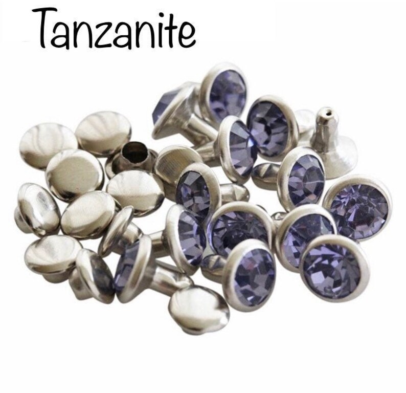 Purple Rivet Tanzanite Rhinestone Rivets - 8mm Purple Crystal Rivets - 6mm Rivets ...