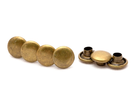 Medium Solid Brass Rivet Double Cap Leathercraft Fastener Cap 5/16 (8 mm)  Post 5/16 (8 mm)