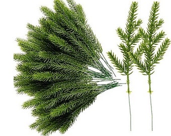 Pine Needles Branches-Fake Greenery Pine Picks-Garland Wreath Christmas Embellishing