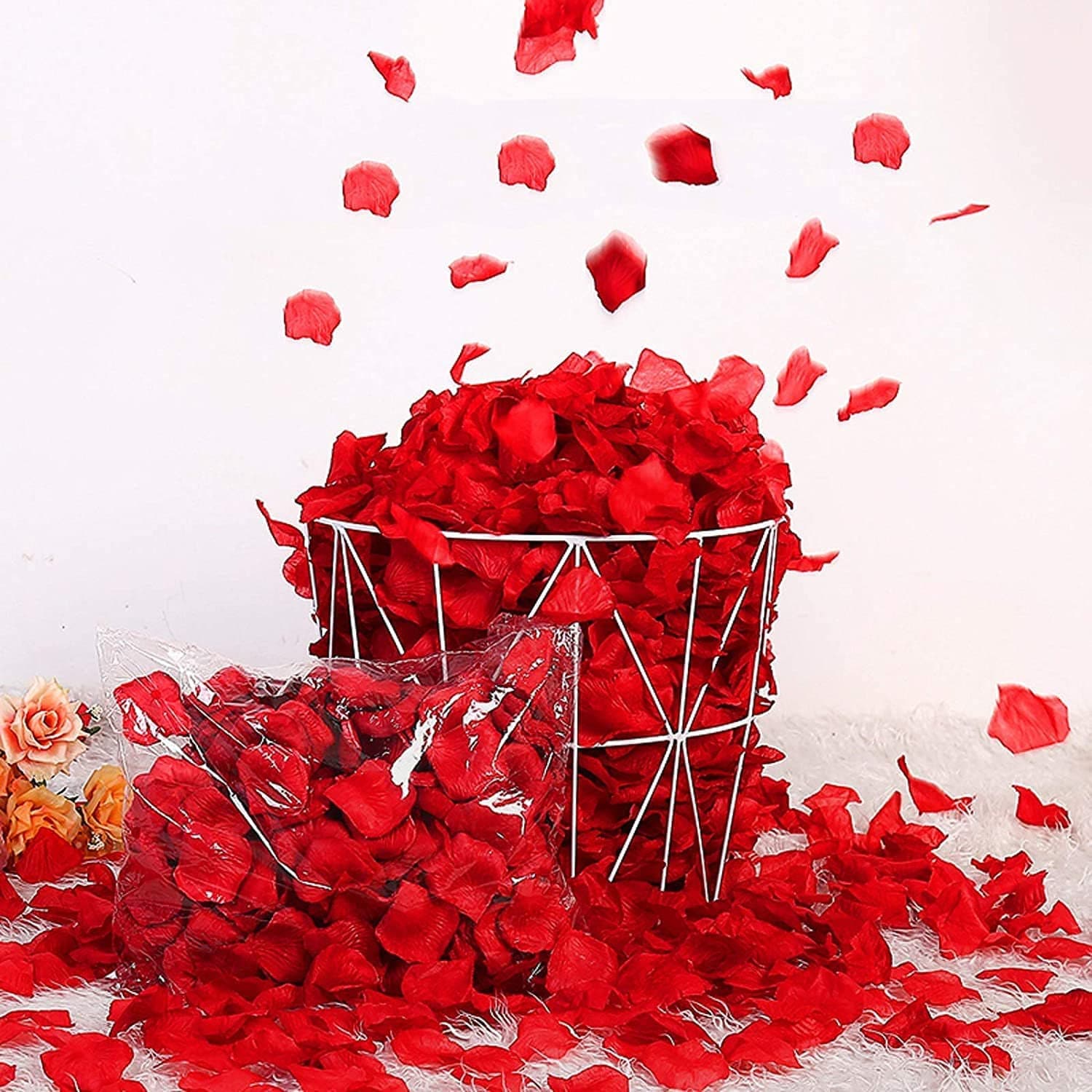 XMASOLDECOR 1000 Pcs Dark Red Rose Petals, Artificial Flowers Rose Petals  for Romantic Night, Wedding Party, Bathroom, Valentine's Day, Romantic