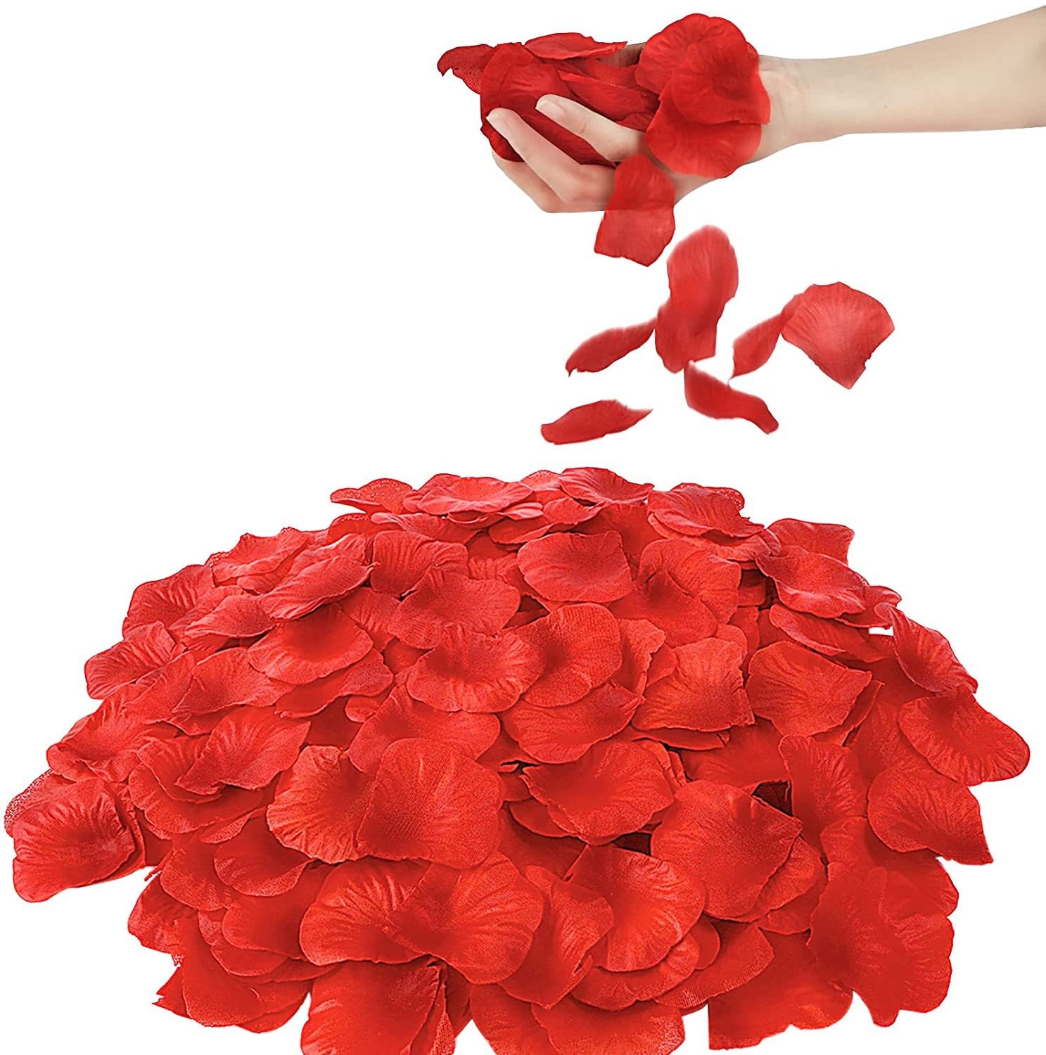 800 Pétales De Roses Artificiels En Soie - Rouge, 5x5 Cm - Idéal Pour Mariage, Saint-Valentin Et Décoration Romantique