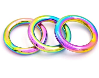 Rainbow Metal O-Rings for dog collars, straps, belts, and bags - 1ct
