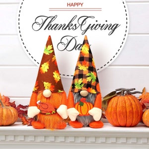 Fall Gnomes set of 2 - Halloween Gnomes - Thanksgiving Gnomes - Fall Decor -P