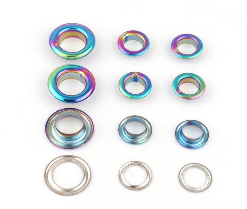 50ct Rainbow Grommets 4mm, 5mm, and 10mm Rainbow Eyelets in Bulk 5 image 4