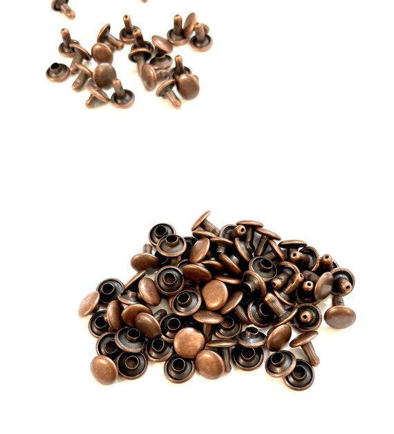 50PC 9mm Antique Copper Floral Engraved Conchos – Rivet Back Stud Tacks For Western Decor