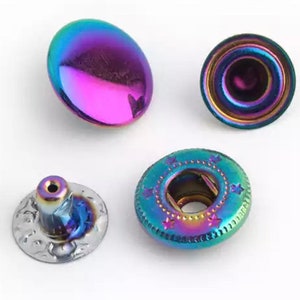 Rainbow Metal Snaps, Rose Gold Spring Snap Buttons 12.5mm Snap Button 633 831 655 Snaps 1 image 1