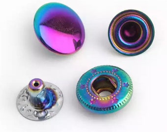 Boutons-pression en métal arc-en-ciel, boutons-pression à ressort en or rose - Bouton-pression de 12,5 mm - #633 #831 #655 Snaps -1