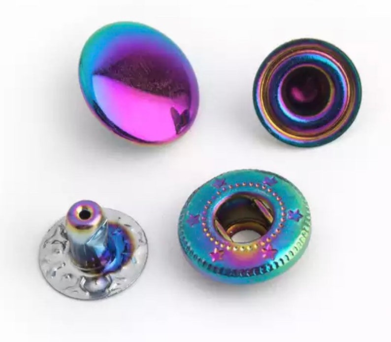 Rainbow Metal Snaps, Rose Gold Spring Snap Buttons 12.5mm Snap Button 633 831 655 Snaps 1 image 1