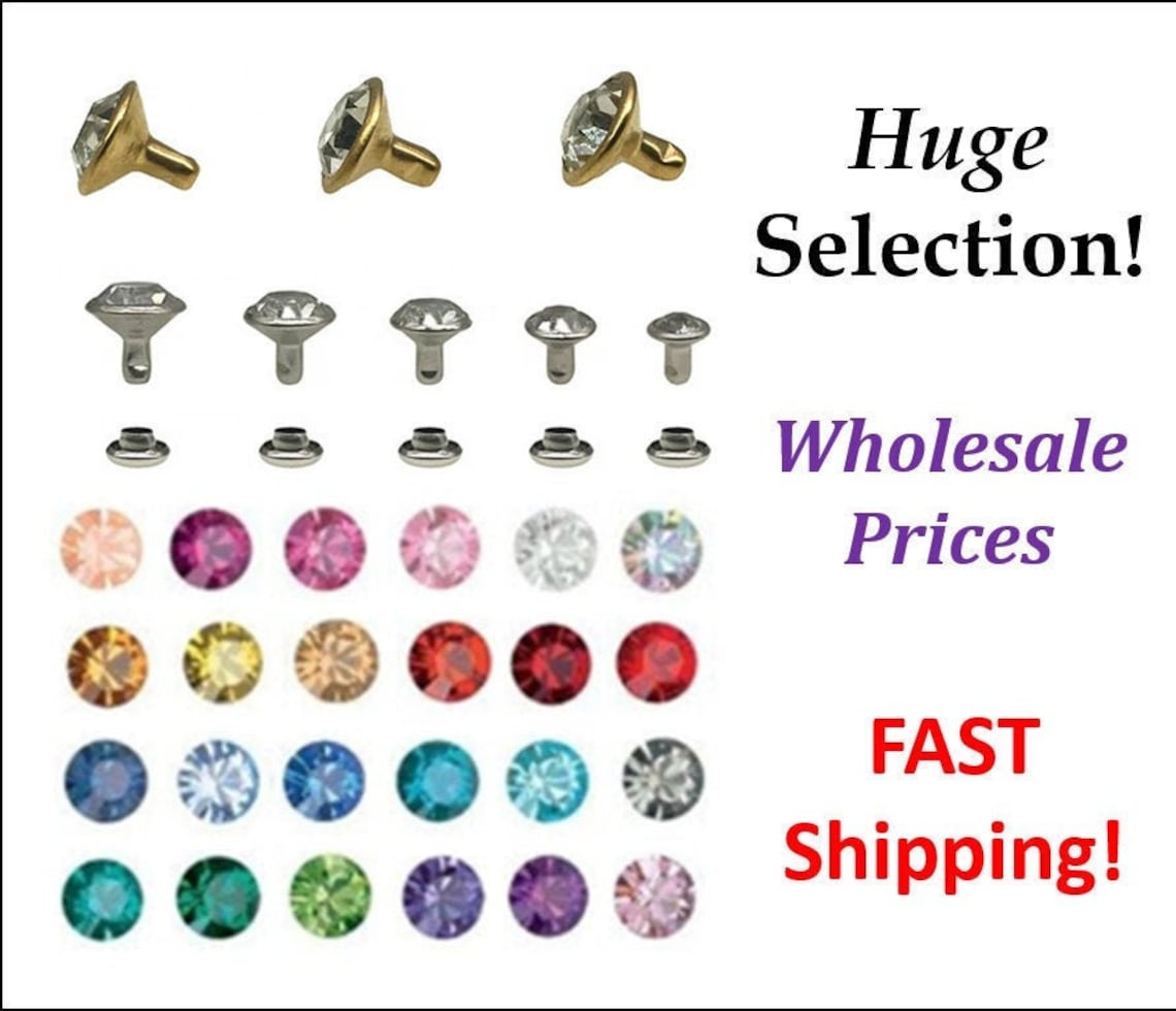 Glass Rhinestone Rivets 100ct - Low Prices - Large Selection - Premium ...