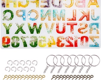 Kit di stampi in resina per portachiavi con alfabeto: oltre 200 pezzi!