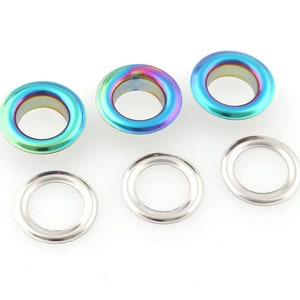 50ct Rainbow Grommets 4mm, 5mm, and 10mm Rainbow Eyelets in Bulk 5 image 2