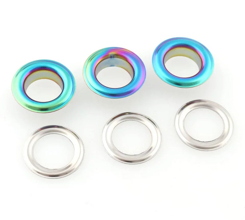 50ct Rainbow Grommets 4mm, 5mm, and 10mm Rainbow Eyelets in Bulk 5 image 2