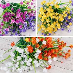 FiveSeasonStuff Flores de seda de margaritas, arreglo de flores  artificiales para interiores y exteriores y ramo de boda (2 paquetes de  flores