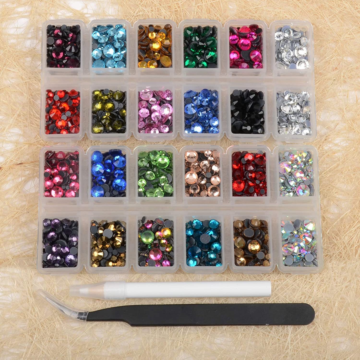 Queenme 2MM 2880pcs SS6 Clear Hotfix Rhinestones Flatback Crystals for  Clothes Shoes Crafts Hot Fix Round Glass Gems Stones Flat Back Iron on