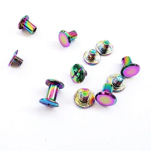 Rainbow Chicago Screw Rivets - M5x6mm and M5x10mm - Easy to use great for tags! -P