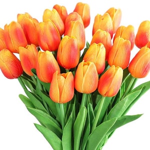 Tulip Flowers Tulips Real Touch Tulips Artificial Flowers Floral Stems Artificial Tulips P Orange