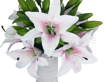 Fleurs de Lys Stargazer - Lys - Fleurs Artificielles - Tiges Florales - Fleurs de Lys Artificielles Real Touch - Tiges de Lys Tigre -4