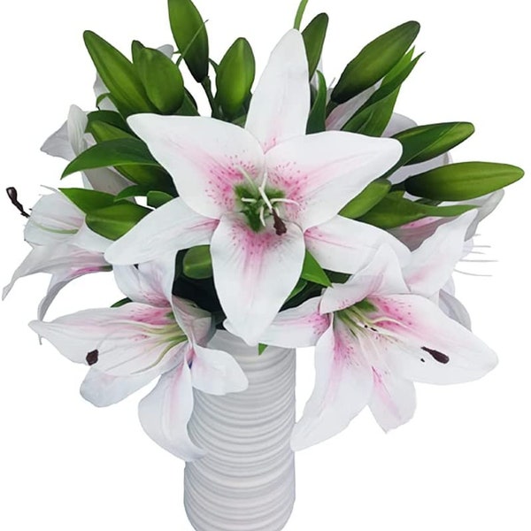 Stargazer Lily Flowers - Lillies - Artificial Flowers - Floral Stems - Real Touch Artificial Lily Flowers - Tiger Lily stems -4