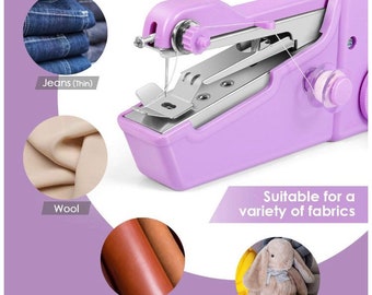 MEETOZ Portable Handheld Sewing Machine White Sewing Fabric Clothing Kids Cloth Pet Clothes Cordless Handheld Electric Sewing Machine 