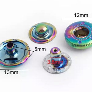 Rainbow Metal Snaps, Rose Gold Spring Snap Buttons 12.5mm Snap Button 633 831 655 Snaps 1 image 4