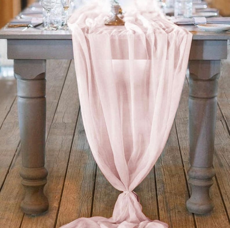 Table runner 10ft Chiffon Table Runner Romantic Wedding Runner Bridal Party Decorations Wedding table decor Drapery Arch Decor image 7