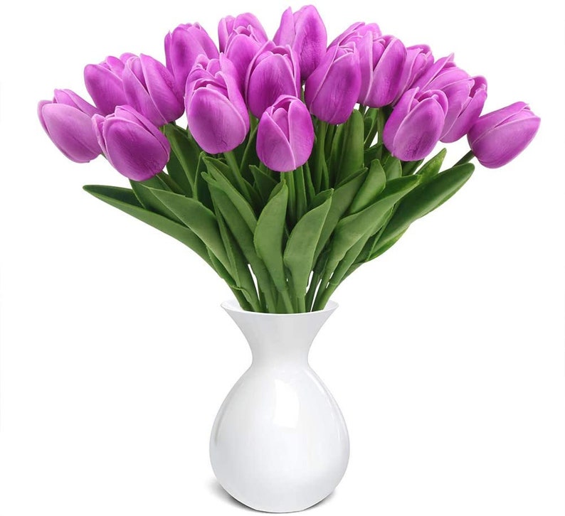 Tulip Flowers Tulips Real Touch Tulips Artificial Flowers Floral Stems Artificial Tulips P Deep Violet