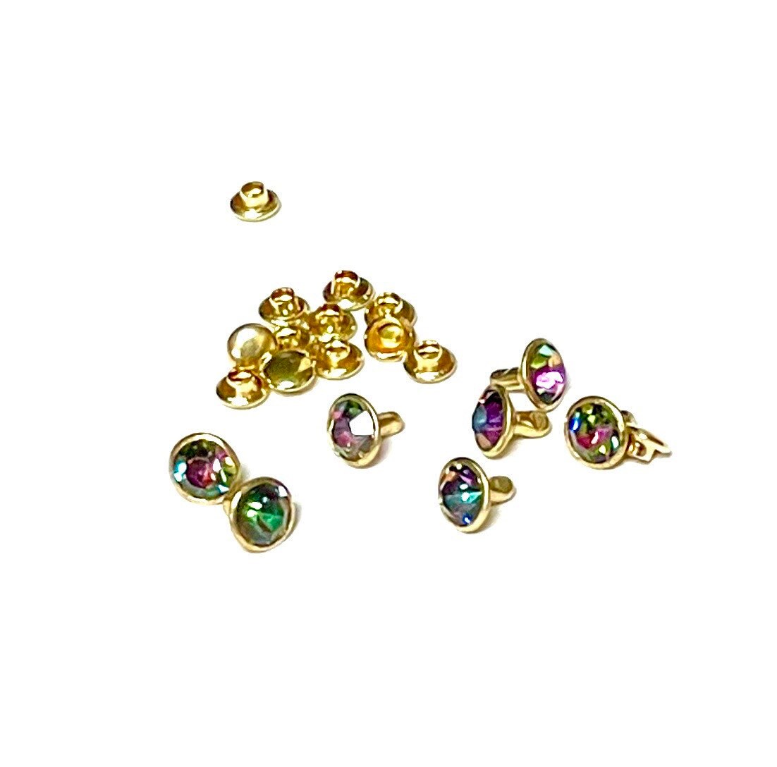 Gem Rivet Rainbow Rhinestone Rivets - 8mm Rainbow Crystal Rivets - Gem Rivets for ...