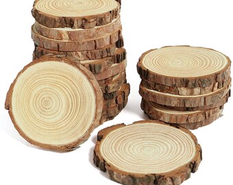 Natural Wood Bark Circles for Painting, Wood Burning, Ornaments, and Crafts - 10pc without holes -1