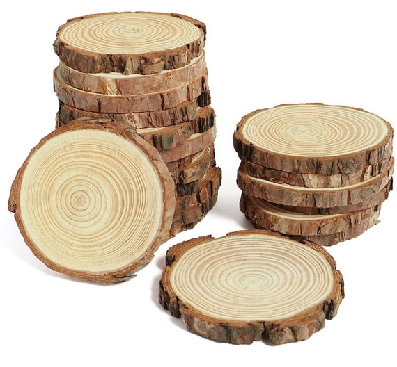 10 Pcs Unfinished Natural Wood Slices - Circles Crafts Christmas Ornaments  Rustic DIY Crafts with Bark 