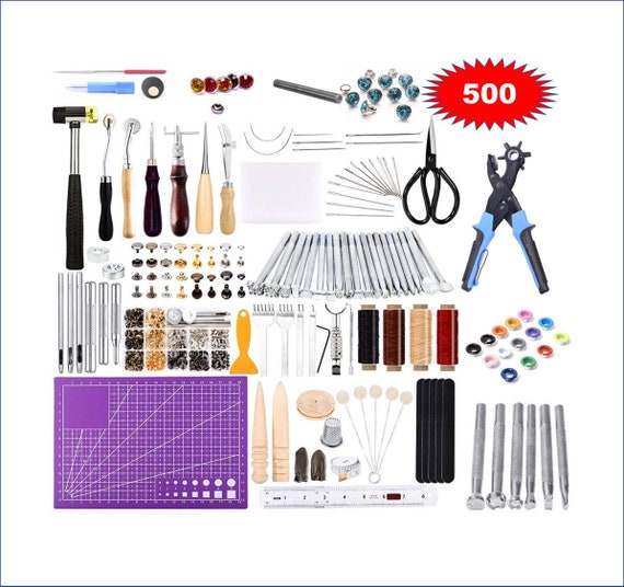 Ultimate Leatherworking Beginner Set 500 Leather Tools and Hardware Quality  Leather Craft Starter Kit Great Christmas Gift 