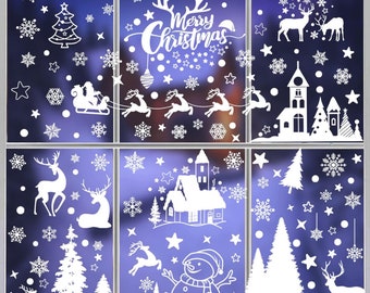 148 Pcs Christmas Snowflake Window Clings Stickers, Christmas Window Decorations for Christmas Window