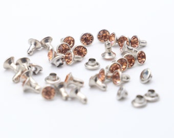NBEADS 200 Sets Rhinestone Rivets, Brass Crystal Rivets Studs With Pieces Setting Tool Kit Colorful Rivets For Leather Craft DIY Making