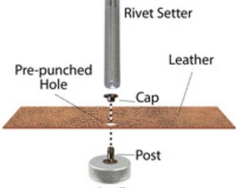 Cap Rivet Setter - Eyelet Grommet Setter - 4-5-6-8-10-12-15mmsizes with hole punch, awl, and mallet options -P