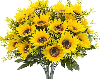 Sunflowers - Sunflower Artificial Flowers - Spring Flowers - Fake Flowers - Floral Stems - Artificial Sunflowers -P