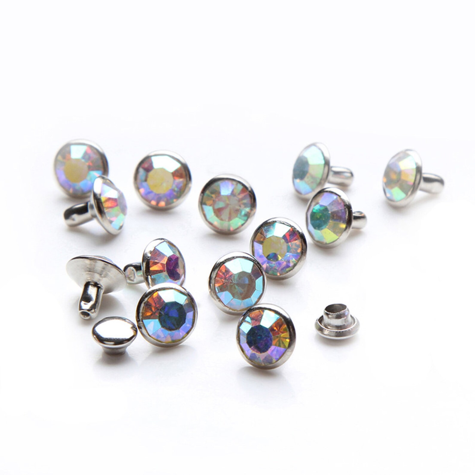 Gem Rivet AB Rhinestone Rivets - 8mm Crystal Rivets - Gem Rivets for Leather -47 ...