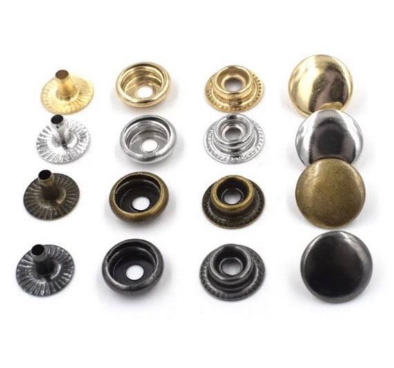 Iron nickel Included Ring-spring Snap Fasteners Button f3 14mm, Rapid Rivet  Button, Press Snap Button, Finish: Nickel-glossy 