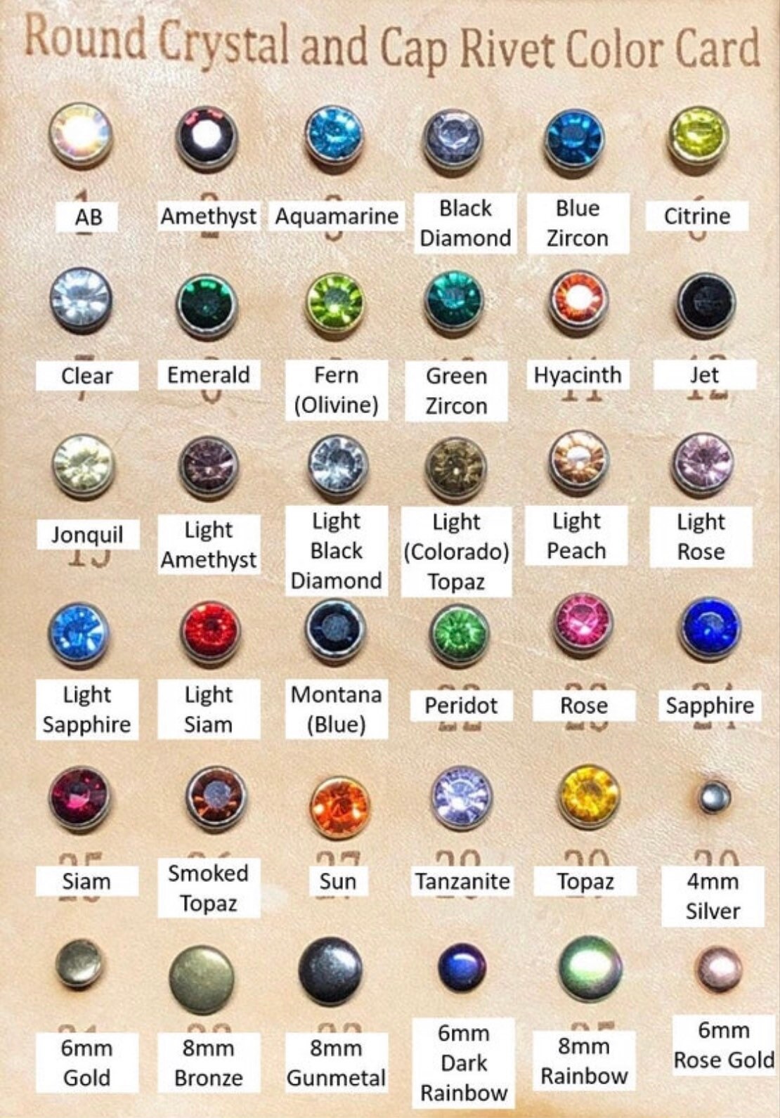 Rhinestone Rivets 100ct - 4mm 6mm 8mm - Silver Gold and Rose