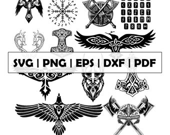Viking Svg Bundle - Medieval SVG - Thor Svg - Odin svg - Raven svg - SVG eps DXF Patterns for printing, sublimination, vinyl, and engraving