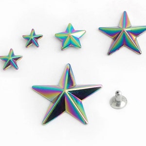 Rivetti a stella arcobaleno - Rivetti decorativi - Hardware in metallo arcobaleno - 10 pezzi -P