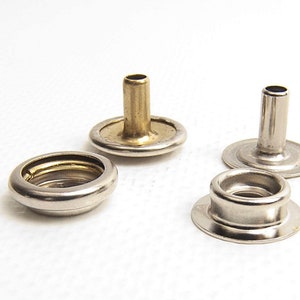 Line 24 Long Post Metal Snaps, #203 Metal Snap Buttons for heavy duty thick fabrics, leather, and canvas - Marine grade