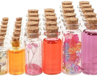 Mini glass Bottles - Diffuser Bottles - Vials with cork stoppers - Tiny Jars - 1ct -P