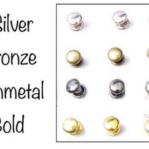 Single Cap Rapid Rivets for Leather - 50ct 3mm - 7mm sizes in Gold Silver Gunmetal and Bronze - Fast Shipping from USA! -6