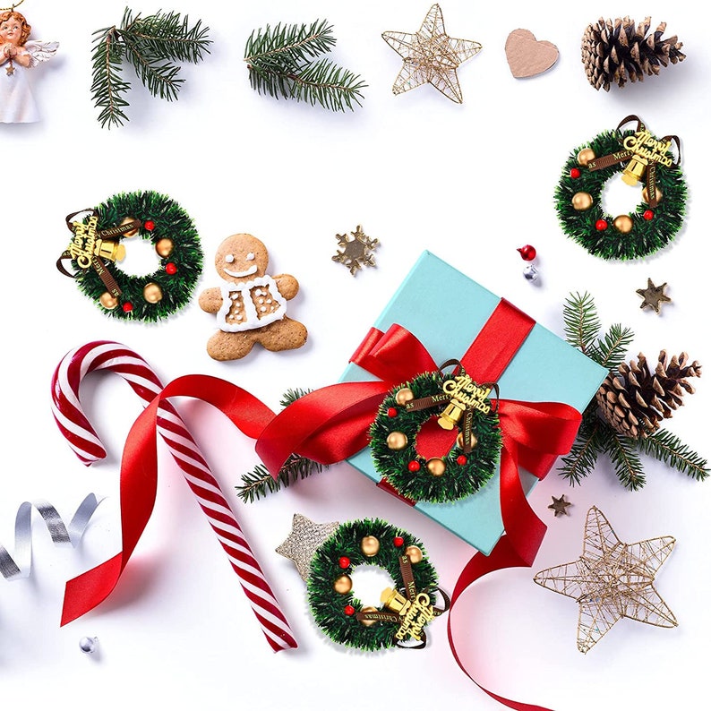 Christmas Wreaths Mini Christmas Wreaths for Christmas Villages, Dollhouses, Giftwrap, and Christmas Decor P image 5