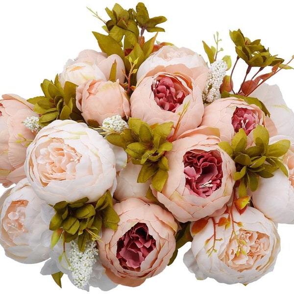 Vintage Peonies -  Artificial Peony Flowers - Peony Bouquet Flowers - Silk Peony Flowers - Floral Stems - Artificial Peonies -P