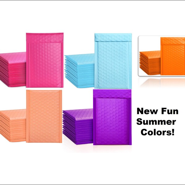 Bubble mailers - 4x8" 6x10" 8.5x12" - New Summer colors! -P