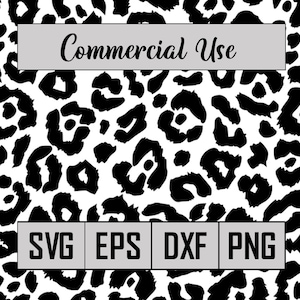 May include: Black and white leopard print seamless pattern digital download. Includes SVG, EPS, DXF, and PNG file formats. Commercial use allowed.